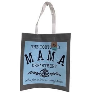 New Upcycled Hand Printed The Tortured Mama Department Shopper Tote Bag